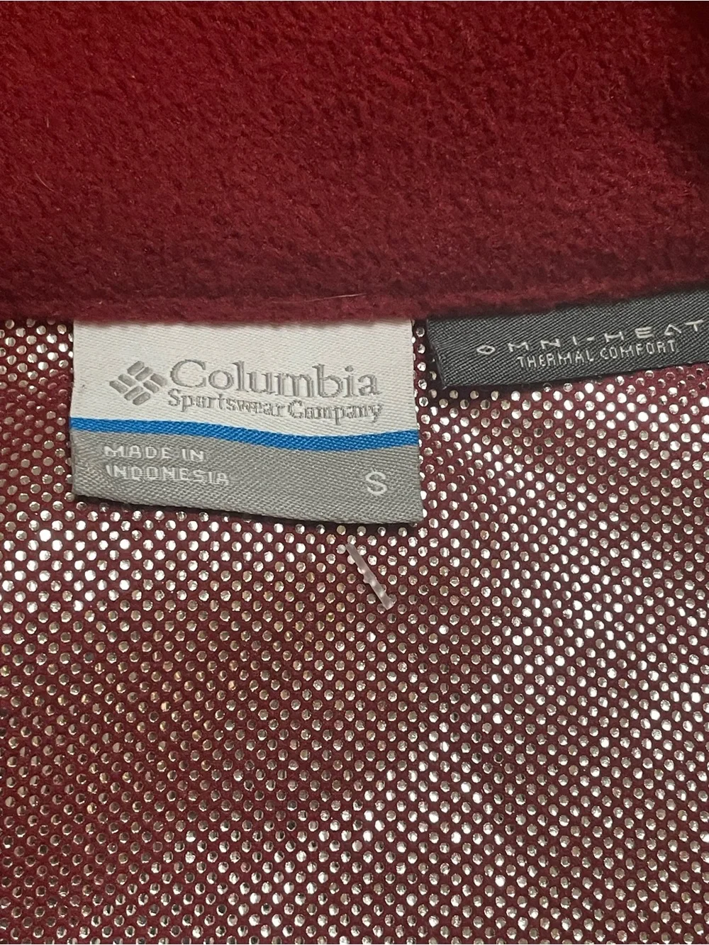 Columbia Red Full-Zip Fleece Jacket with     WSU Cougars logo size Small